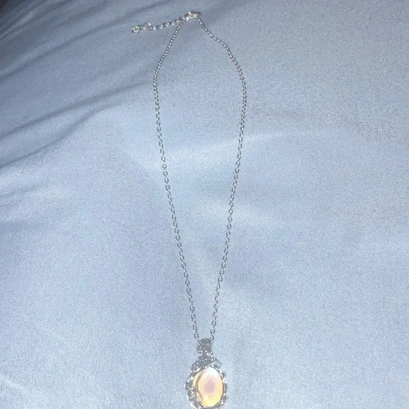 Moonstone Silver Tone Pendant Necklace - Picture 2 of 5